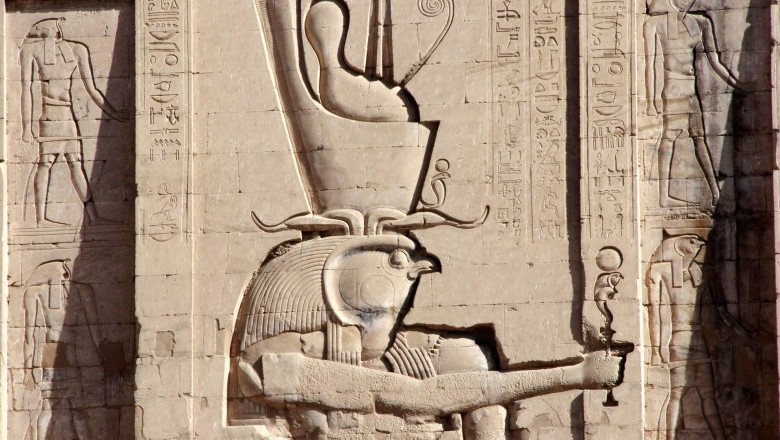 Mythology of Horus the ancient Egyptian statue Falcon-god