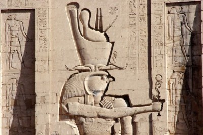 Mythology of Horus the ancient Egyptian statue Falcon-god